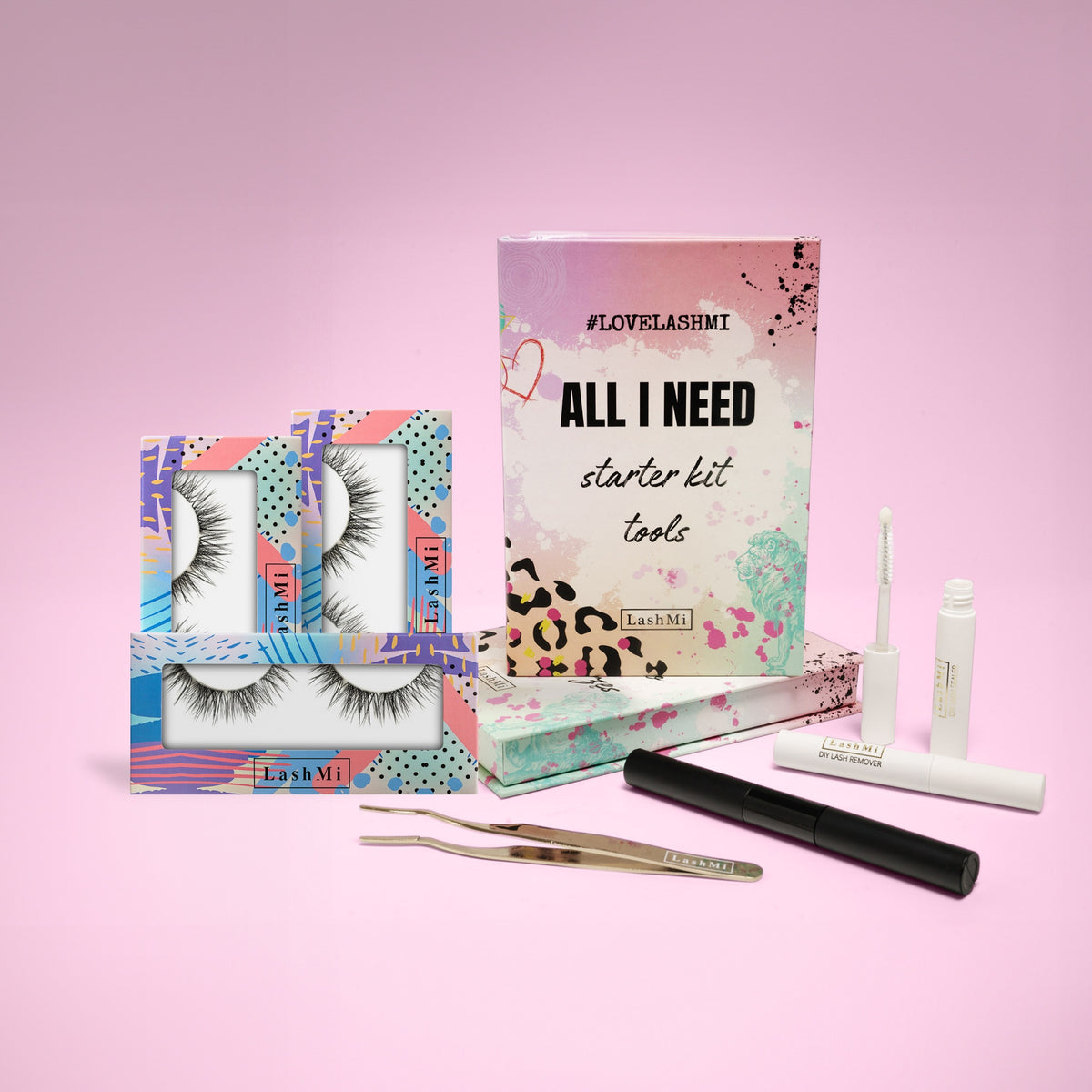 Starter kit with three packs of pre-cut lashes