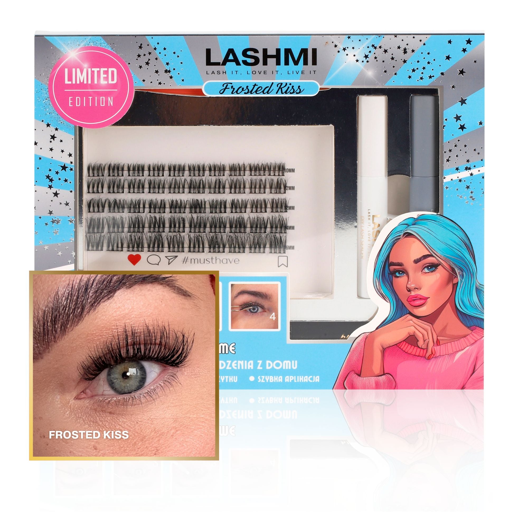 Frosted Kiss Set with 100 Cluster Lashes - Limited Edition